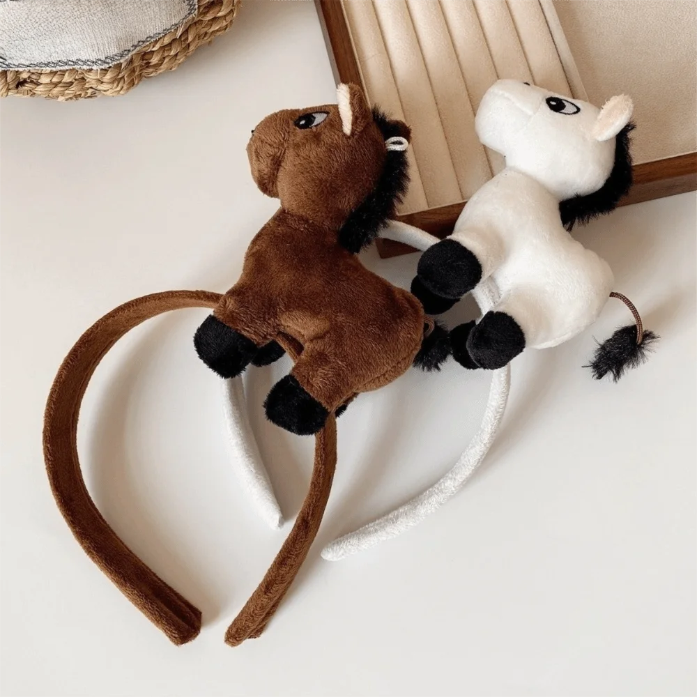 

Creative Cartoon Horse Headband Mascot Plush 2026 New Year Headband Headwear Pony Plush Hair Hoop Children