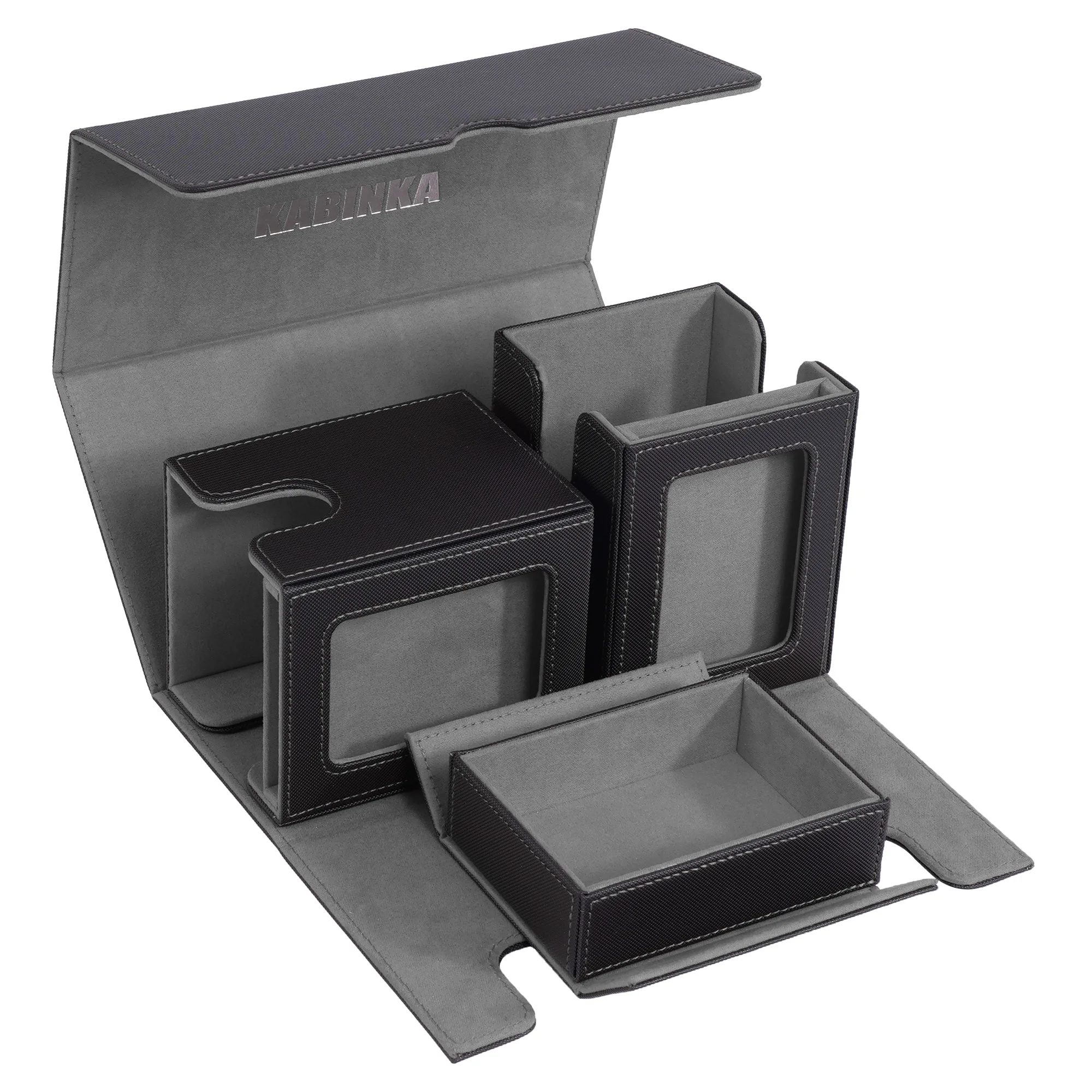 

Card Deck Box for TCG with Display Window, Fit 200+ Double-sleeved Cards,3 in 1 Trading Card Storage Box, Removable Deck Case f