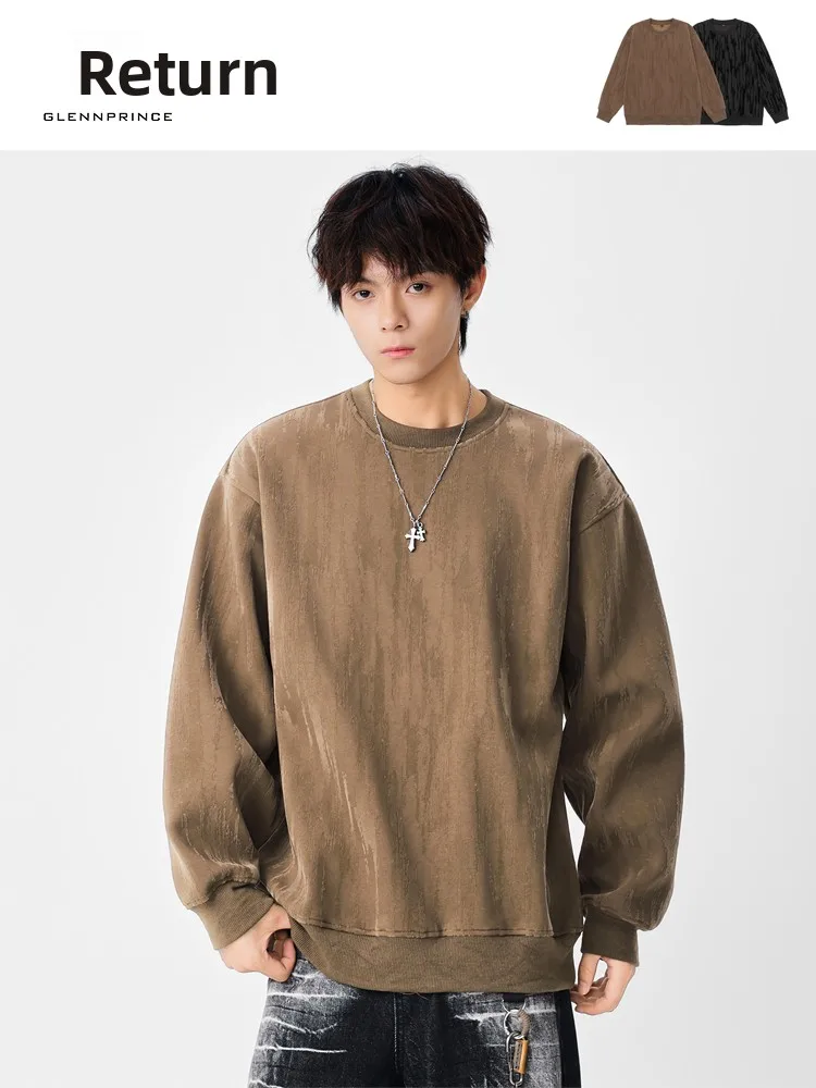 

Мужская толстовка GPstudio Trendy Brand, 400 г, плотная, с текстурой коры дерева, круглый вырез, большие размеры, повседневная, с капюшоном, длинный рукав, осенняя