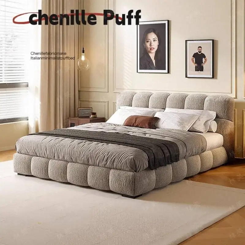

Gray Wood Headboard Double Bed Space Platform High Queen Bedroom Double Bed King Size Storage Camas Matrimoniales Furniture Home