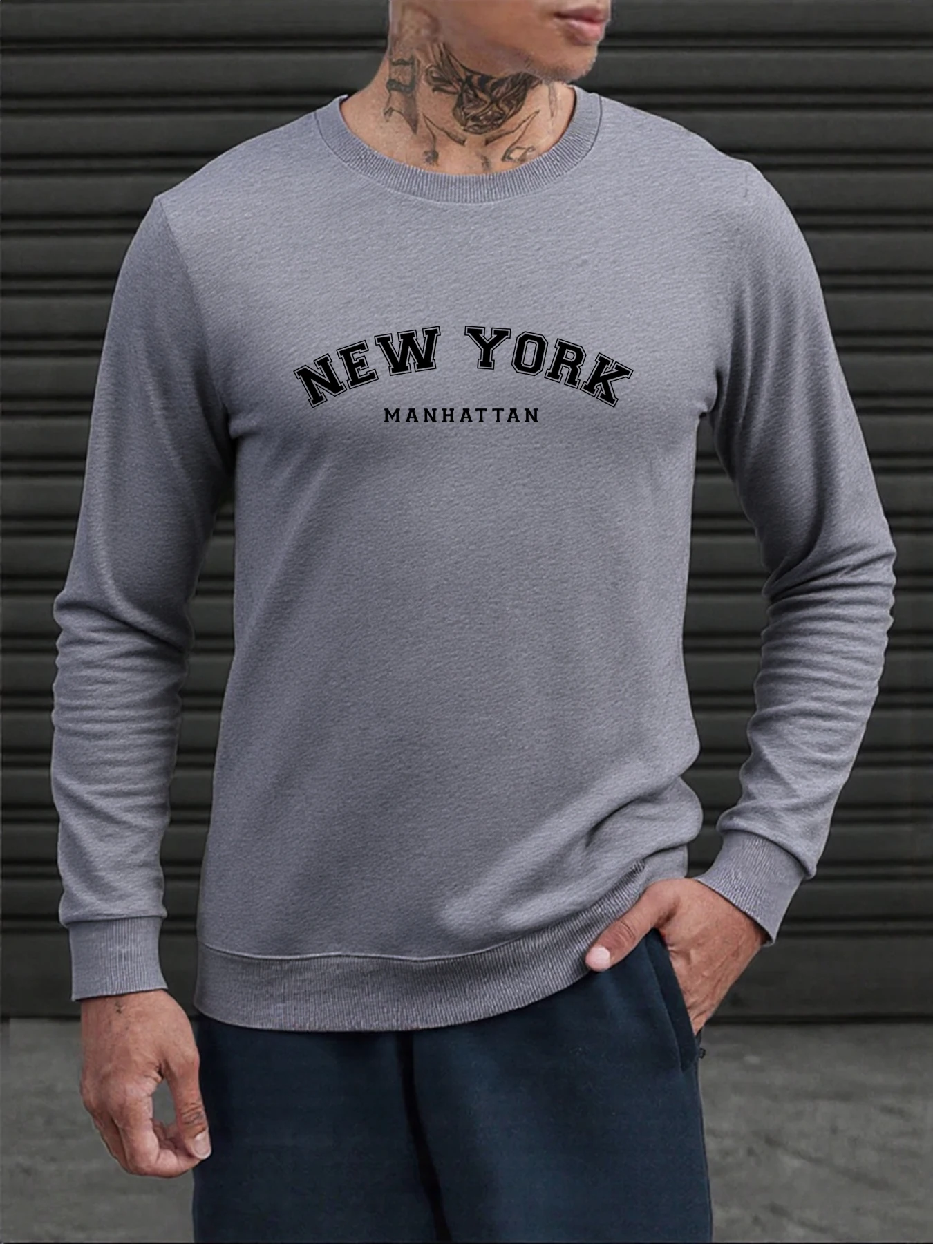 New York Manhattan Drucke Sweatshirt Mann Casual Lose Vintage Streetwear Herbst Warme Pelz-Liner Pullover Fleece Langarm Männlich