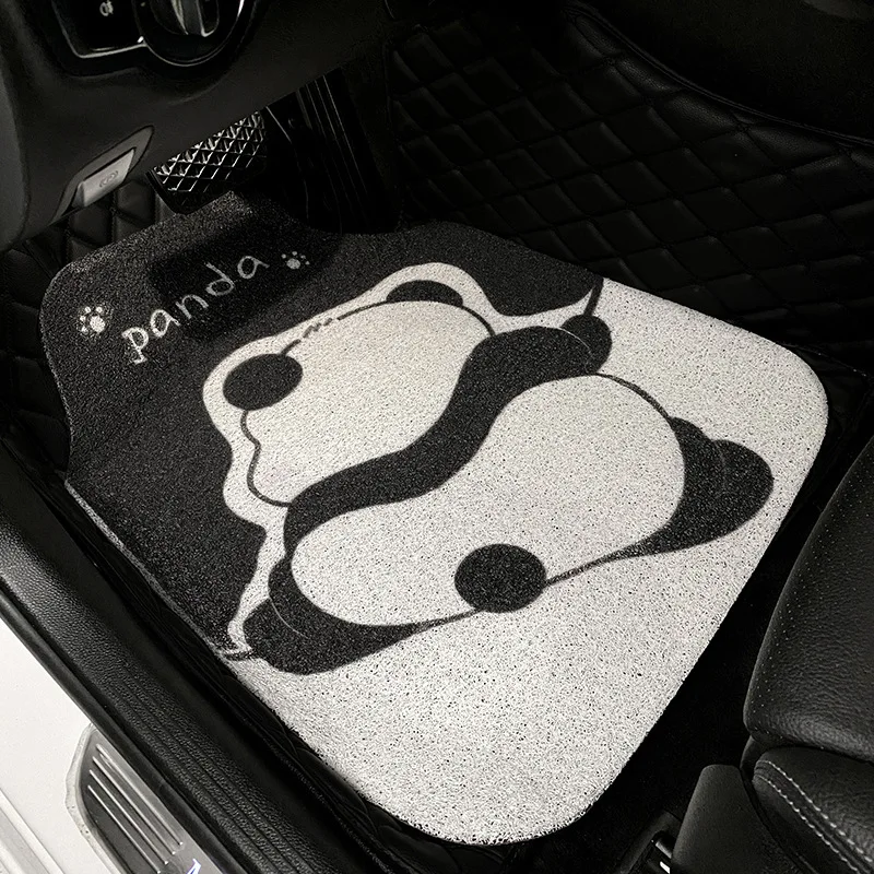 Car Floor Mats Cartoon Panda Wire Ring Floor Mats Anti-dirty and Easy to Clean Car-mounted Bold Encrypted Universal Floor Mats