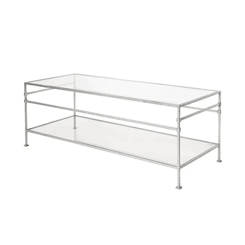 American fashion retro forged wrought iron double-layer coffee table, hotel villa/model room light luxury coffee table
