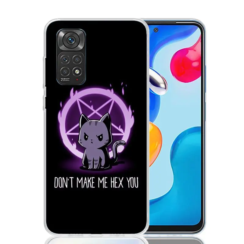 Cute Hell Hail Satan Evil Cat Phone Case For Xiaomi Redmi Note 13 12S 12 11S 11T 11E Pro Plus 10S 10 9S 9 8T 8 7 Art Customized