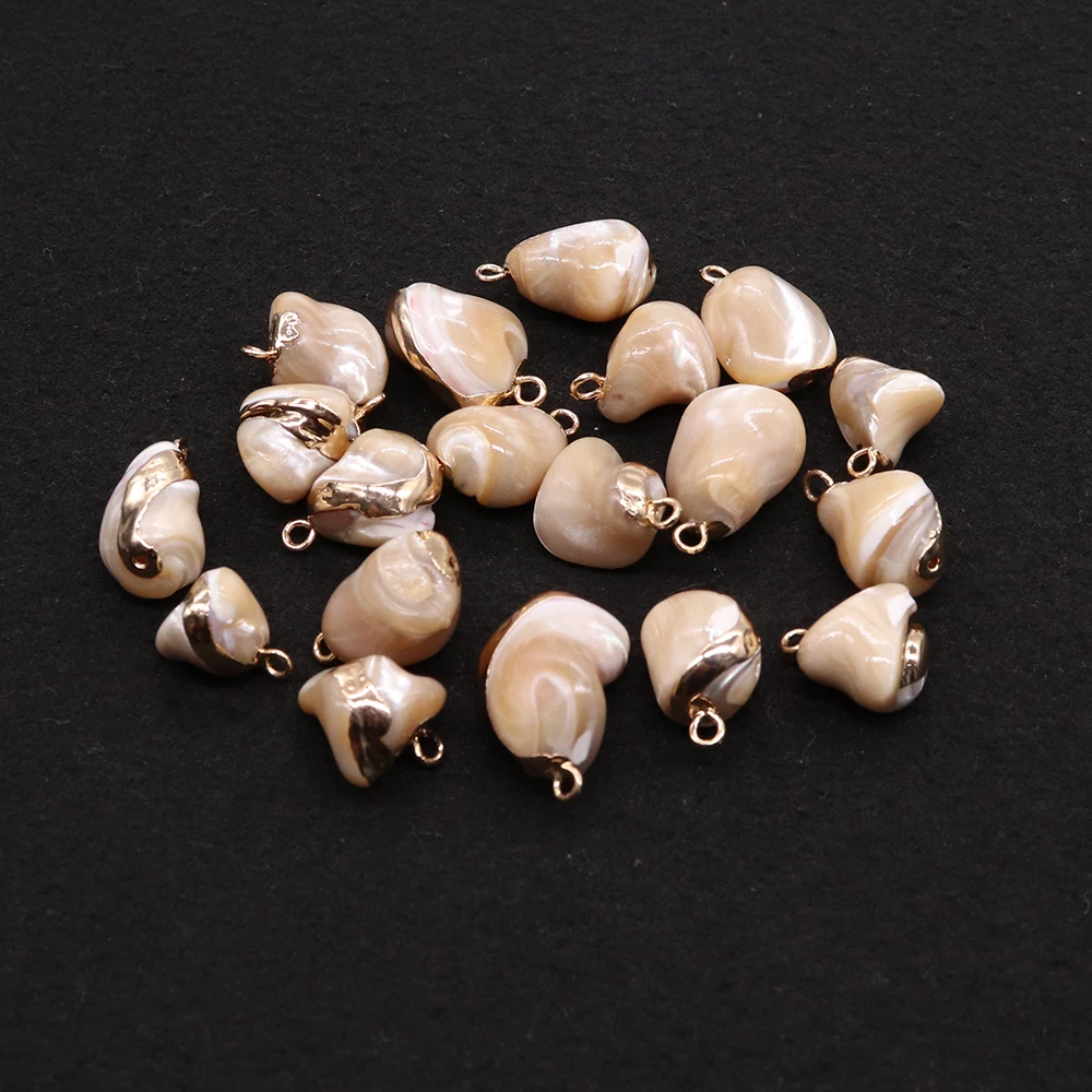 Natural Shell Three Dimensional Edge Irregular Shape Pendant High Quality Metal Edge DIY Charm Making Necklace Earrings Jewelry