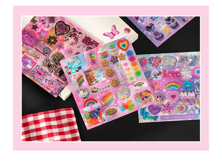 20/30 Blatt Kawaii Ins Cyber Illusion & Vintage Starlight Ausgestanzte Aufkleber DIY Scrapbooking Deko Journal Schreibwaren Sticker – Detail 7