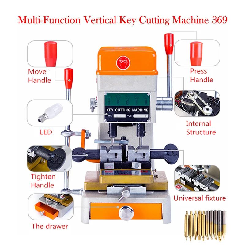 maquina de duplicacao chave vertical automatica multi function copia corte broca fazendo chaves da porta do carro ferramenta do serralheiro 369 01