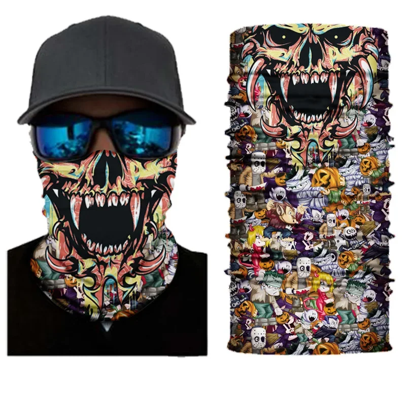 3D Skull Climbing Hiking Bandana Sport Headwear Balaclava Neck Gaiter Motorcycle Cycling Headband Mask Tube Cover Face Scarf