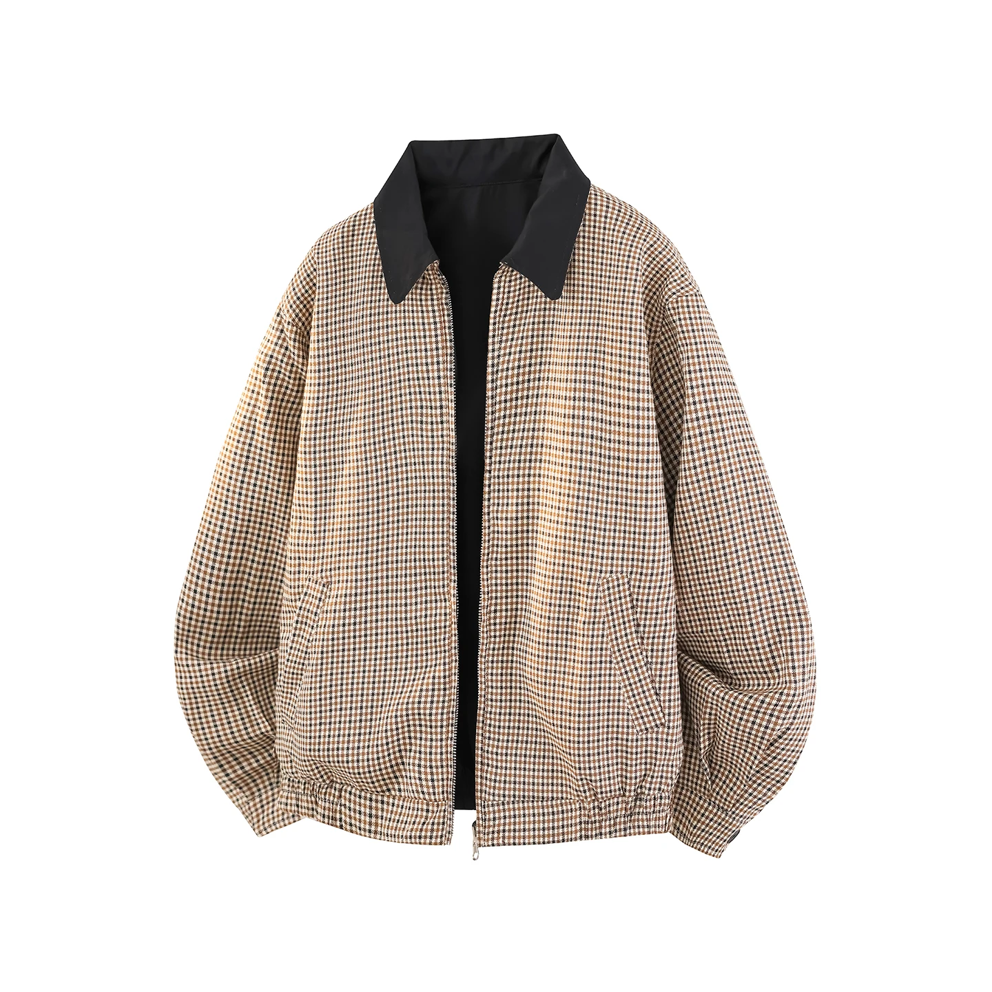 

Мужская куртка-бомбер в стиле ретро с клетчатым узором, двусторонняя, на молнии, двусторонняя носка, повседневная, свободного кроя, длинная, модель JK326P98