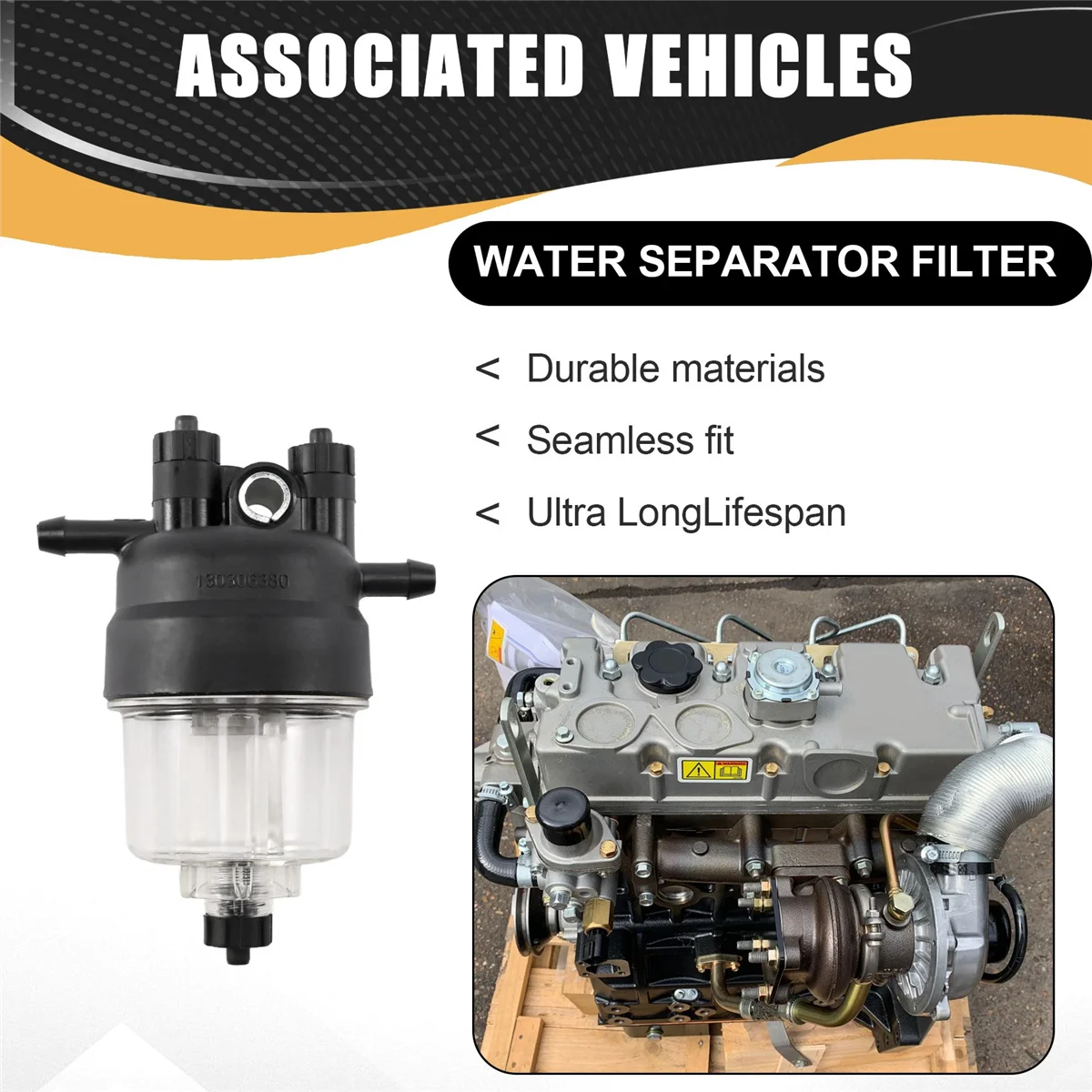 1 unidade 130306380   Filtro separador de água e combustível do motor para motor Perkins série 400