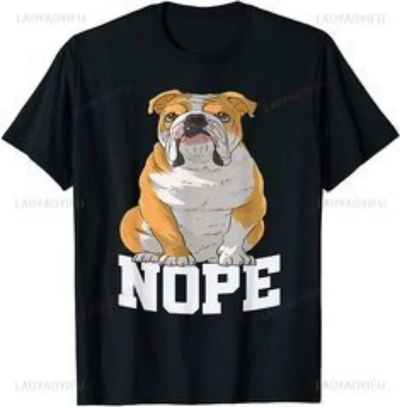 Divertido y creativo Nope Lazy Frenchie para Bulldog Francés, camiseta con cuello redondo para hombre y mujer, pantalón corto informal de manga,