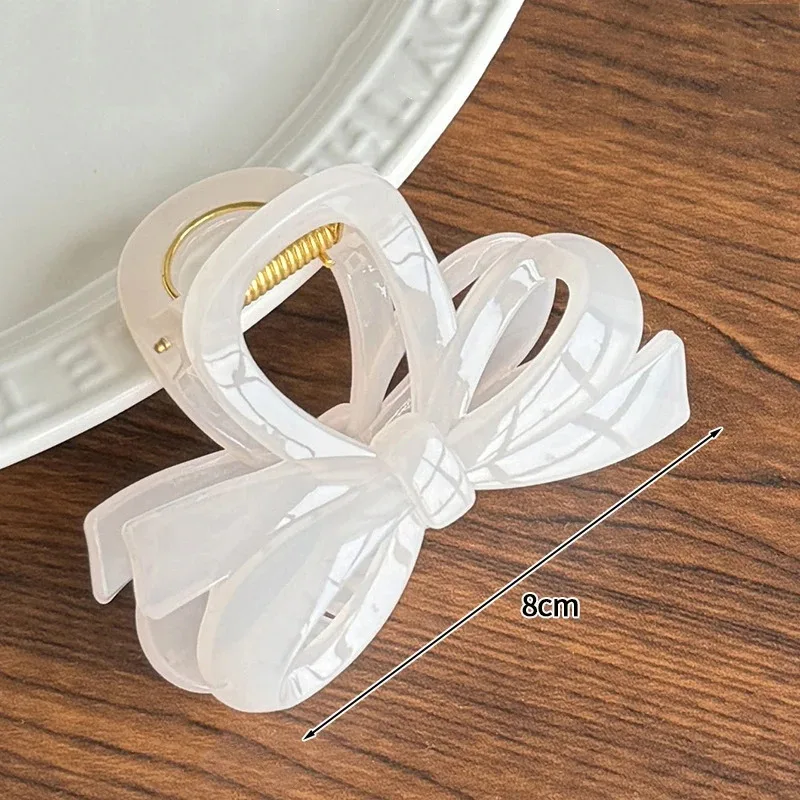 British-style Solid Color Bow Hair Clip – Elegant Back-of-Head Bow Hair Clasp, French-Inspired Graceful & Soft-Toned Hair Clip