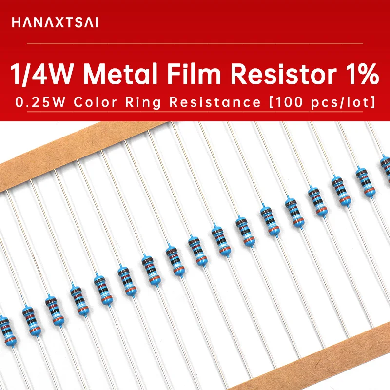 

1/4 Вт 0,25 Вт 1% металлический пленочный резистор Сопротивление цветного кольца 1R ~ 1M 1K 1,2 1,3 3,3 10 22 33 120 360 18 390 470 82 R K Ом 10K 100K 1 м