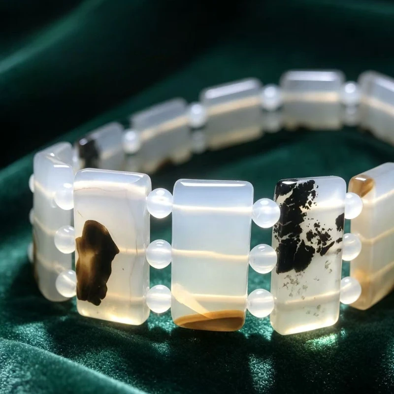 New Natural High Ice White Floating Flower Three-line Hand Bracelet