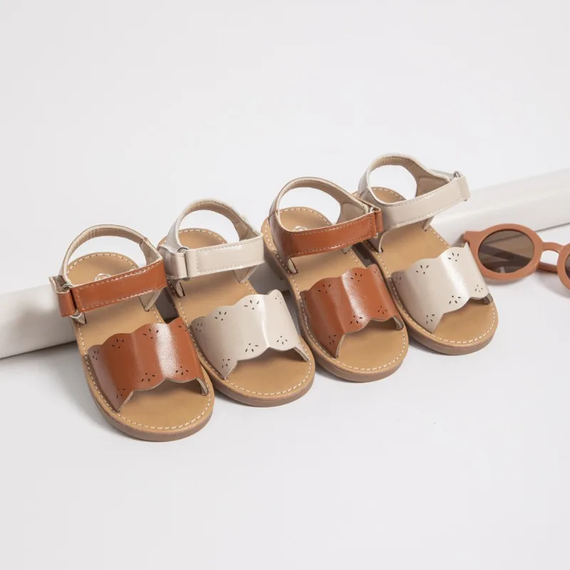 Toddler Girls Flat Sandals Summer Hollow-out Open Toe Sandal for Children Beach School Kids Causal Flat Sandals Non-slip Outdoor