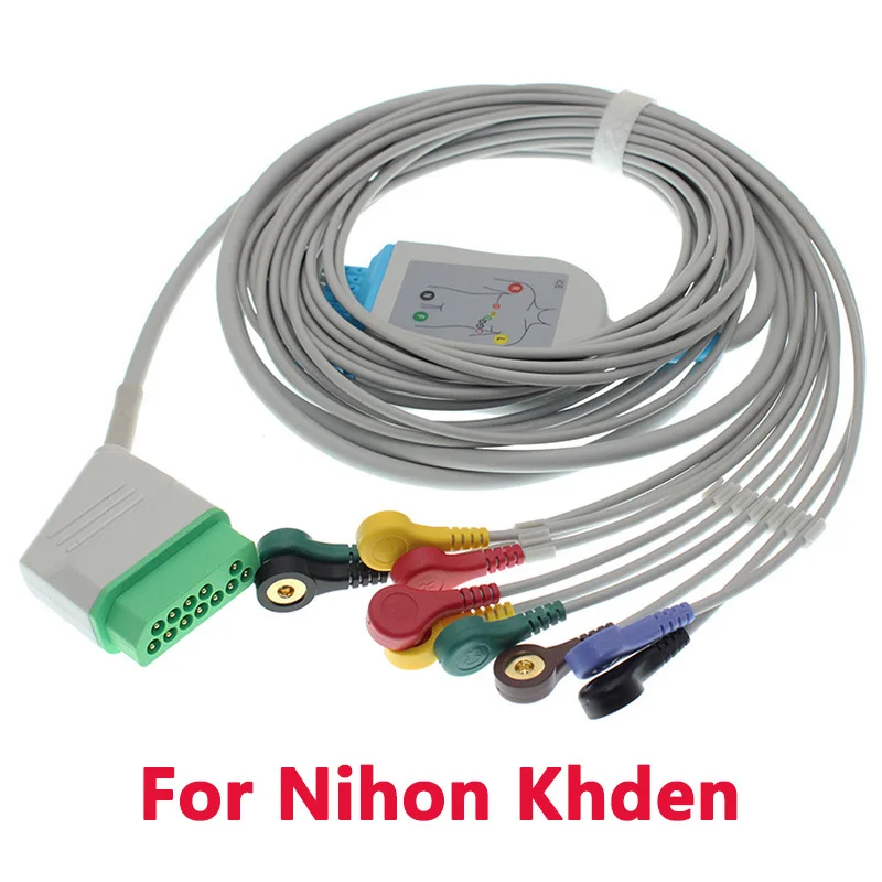 

Compatible Nihon Khden BSM-2301/BSM-2353/BSM-5100/BJ-900P EKG Monitor 12Pin,10 Leads EKG Cable Electrode Leadwire,NO Resistor.