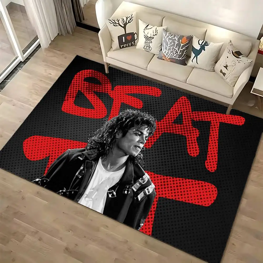 M-Michael Jackson Tinplate Soft Thick Non-Slip Mat for Living Room Bedroom Kitchen Decor Rugs
