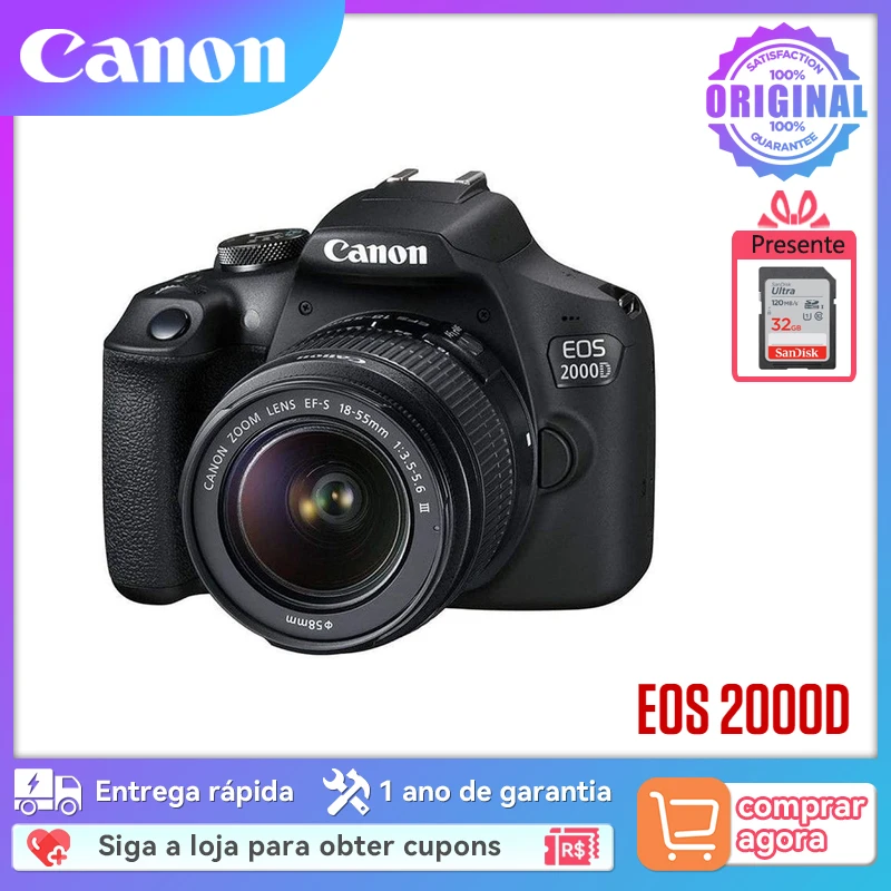 Canon EOS 2000D SLR Camera with EF-S 18-55mm F3.5-5.6 III Lens And and EF-S 18-55 mm f/3.5-5.6 is II Lens Rebel T7 DSLR Camera