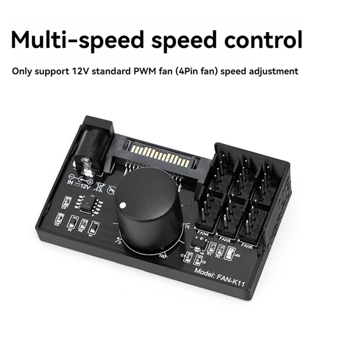 

PWM Fan Speed Controller High Power Sata DC Power 4Pin Fan Governor NAS Server Fan Speed Control PWM Speed Regulation BH