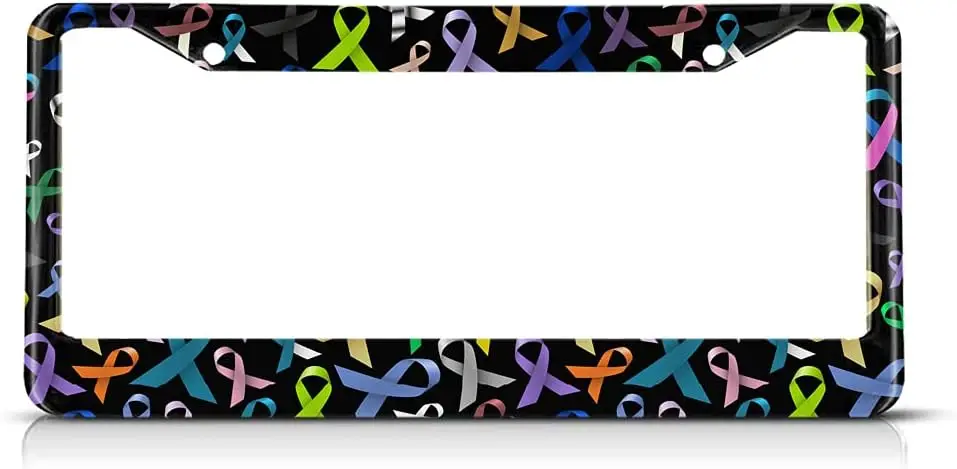 Cancer Awareness License Plate Frame Pink Blue Green Color Novelty License Plate Frame Ribbons License Plate Cover Car Tag