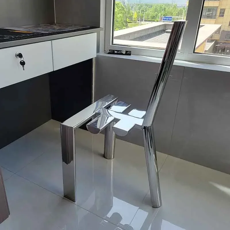 

Скандинавский стул со спинкой из нержавеющей стали, креативные обеденные стулья, табурет для макияжа в спальне, сиденье для домашнего отдыха, мебель для гостиной