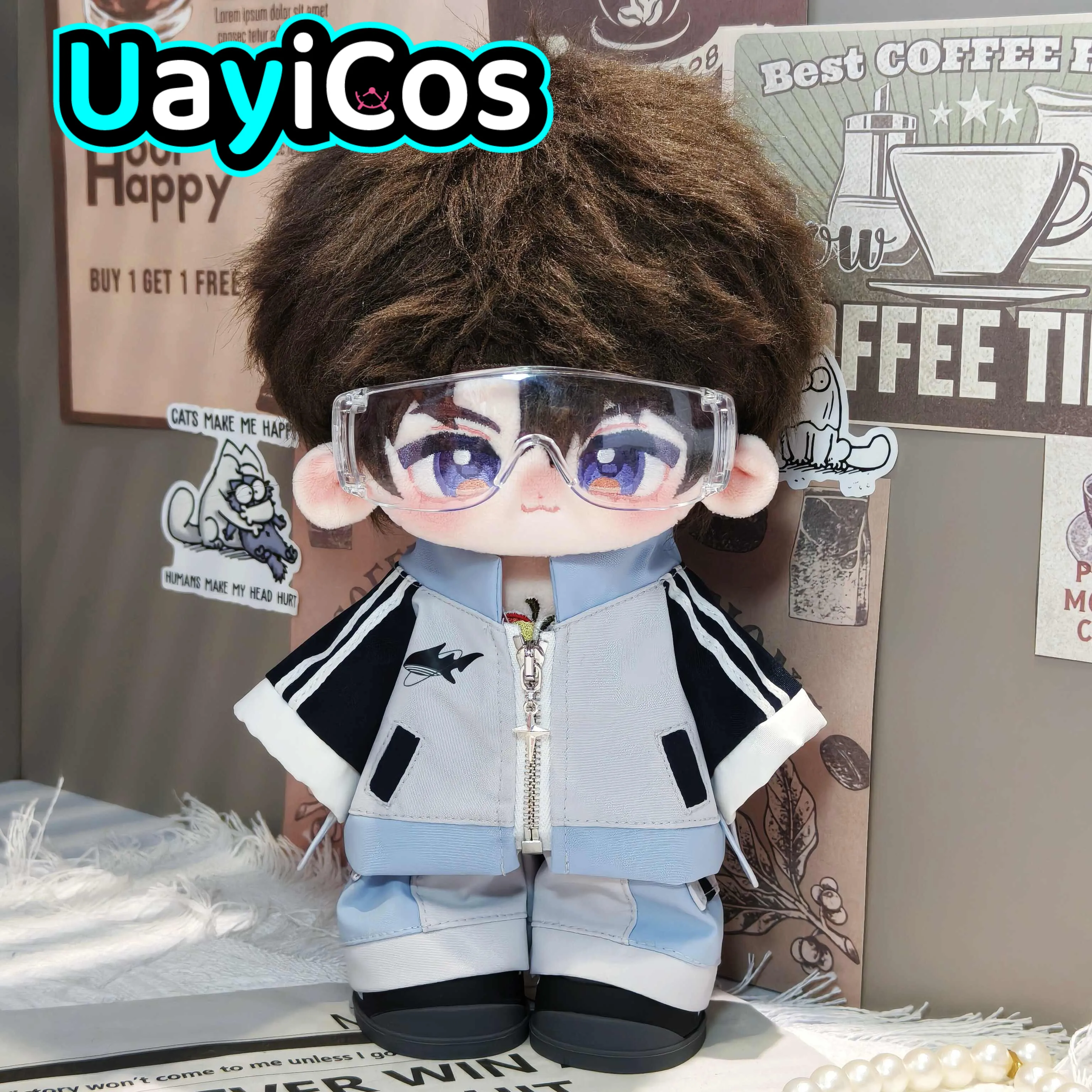 

In stock 20cm Doll Clothes Transparent Windproof Mirror Coat Pants Clothing Costume Suit Doll Anime Figure Game Toy Kids Gifts