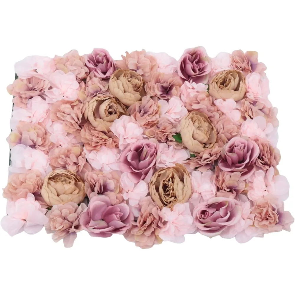 Flower Wall Panel 6Pcs Artificial Rose Dahlia Flower Wall Mat Floral Backdrop Artificial Silk Flower Panels for Wall Decoration