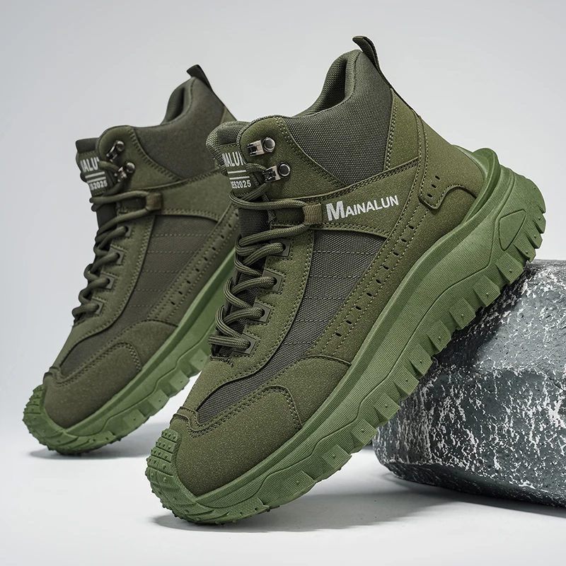 Neue Herren-Wanderstiefel, High-Top-Sportschuhe in Übergröße, bequeme, leichte Freizeitschuhe mit dicker Sohle, Suita – Detail 1