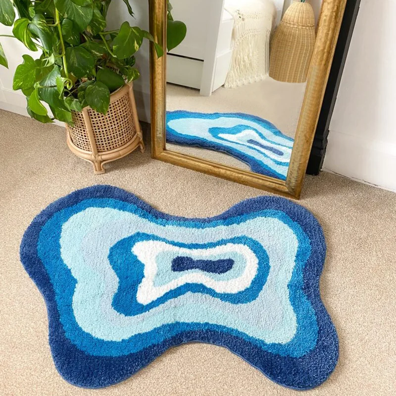 

Irregular Abstract Tufted Carpet Soft Fluffy Tufting Carpet Rugs Non-Slip Abosrbent Bathroom Floor Mat Bedroom Toilet Doormat