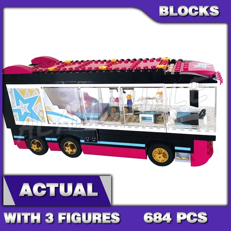 684pcs Friends Pop Star Tour Bus Party Stephanie 10407 Model Building Blocks Children toys Kids toys Bricks Compatible with