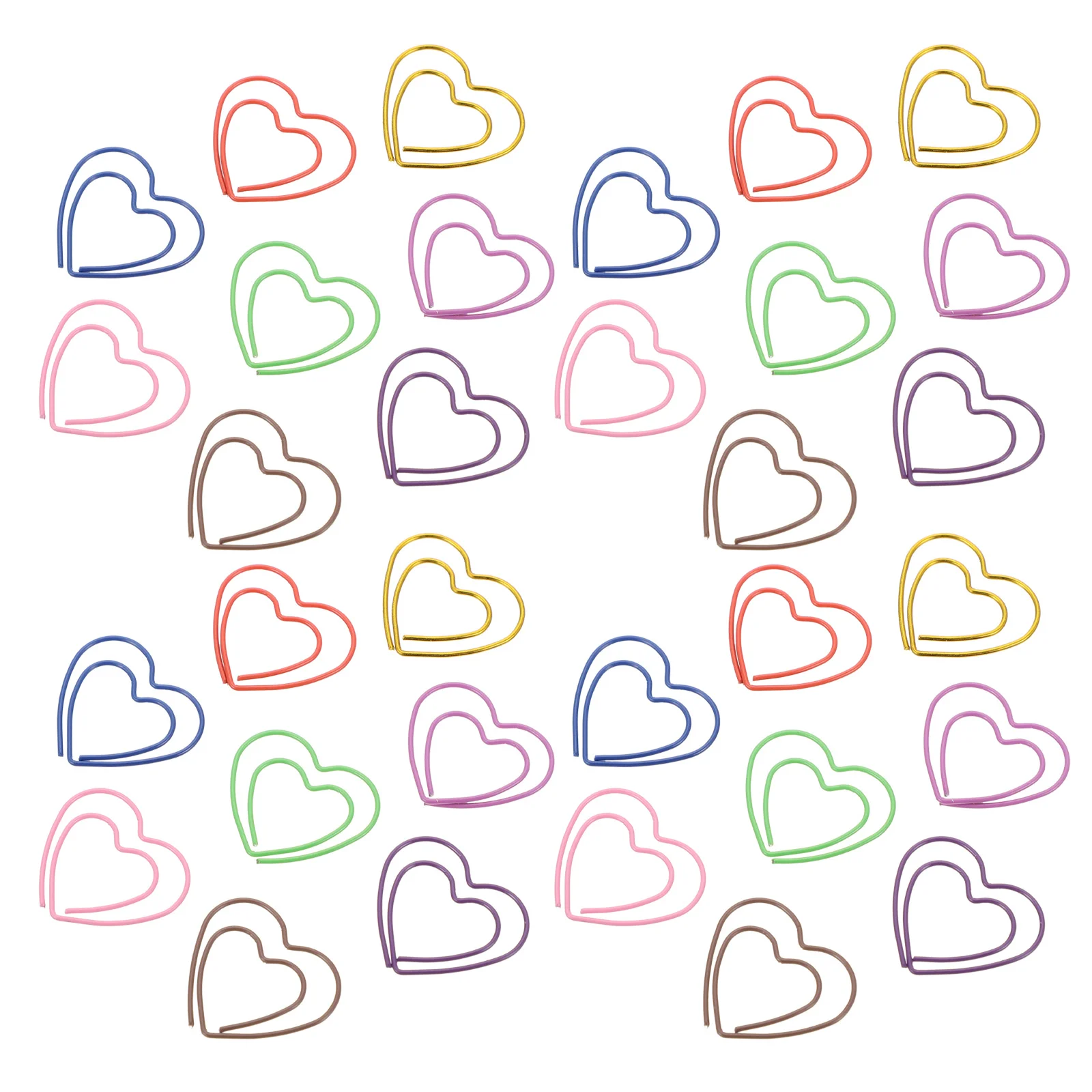 50 قطعة من مشابك الورق المعدنية على شكل قلب، مستلزمات مكتبية متعددة الألوان لمشبك مخطط تزيين دفتر القصاصات