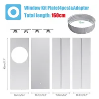 5Pcs/set Portable Air Conditioner Window Kit Adjustable Slide Plate Wind Shield Adapter Connector Air Conditioning Accessories