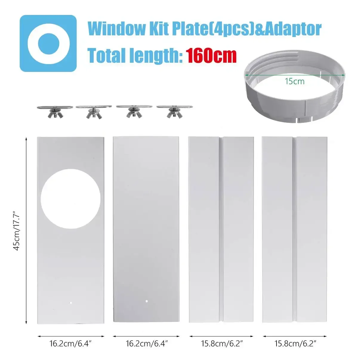 5Pcs/set Portable Air Conditioner Window Kit Adjustable Slide Plate Wind Shield Adapter Connector Air Conditioning Accessories