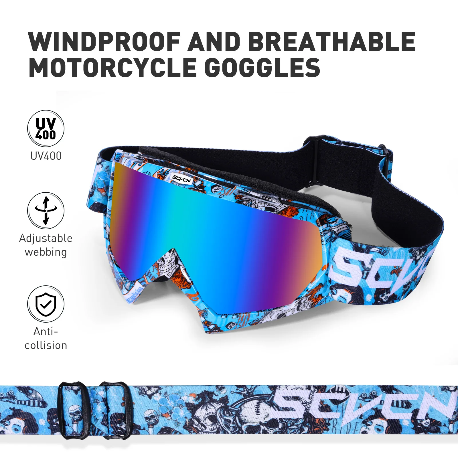 

SCVCN Windproof Sunglasses Motocross Glasses Motorcycle Man ATV Mask Protection Skiing Cycling Snowmobile Off-Road Snow Goggles