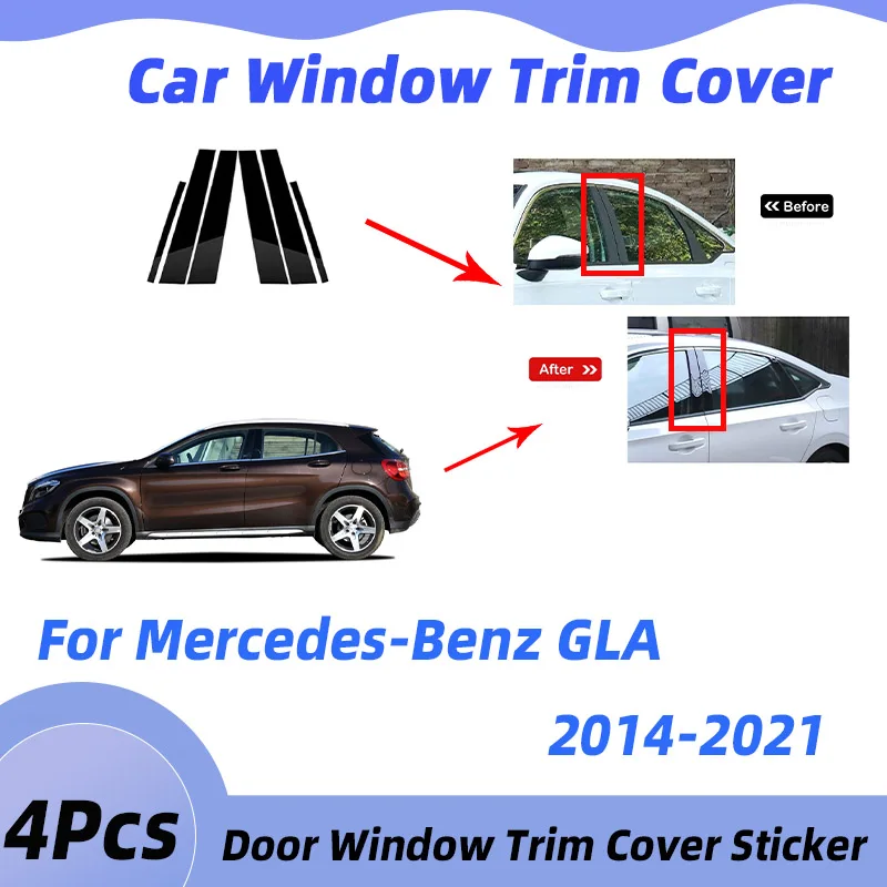 

4 шт., накладка на колонну автомобиля, оконная крышка, дверная стойка, наклейка, внешние наклейки, авто для Mercedes-Benz GLA 2014-2021 2015