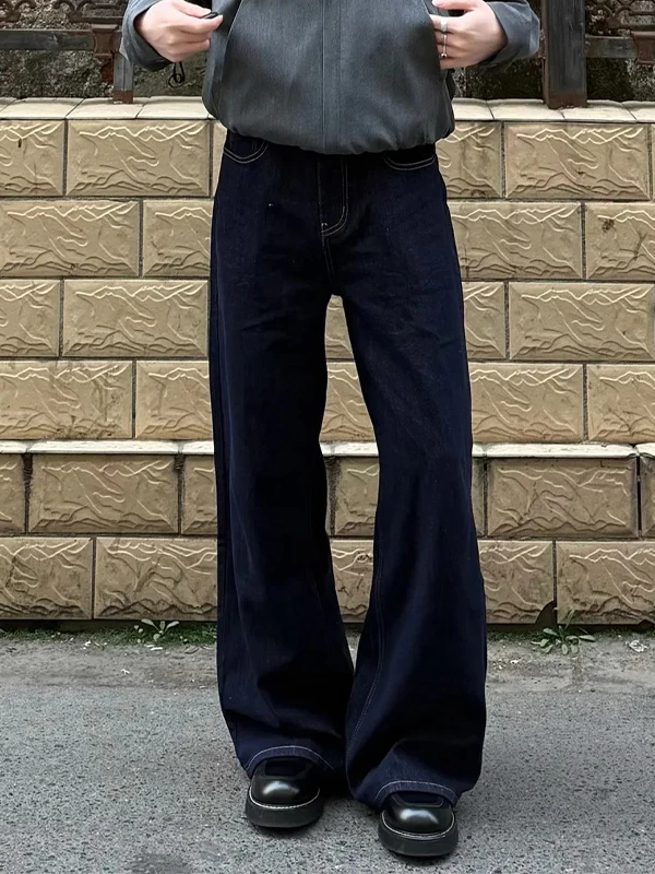 

Мужские джинсы Deep Blue с широкими штанинами, в американском ретро-стиле, свободного кроя, прямые, рабочие, длинные брюки, прочные, повседневные, молодежные, модные