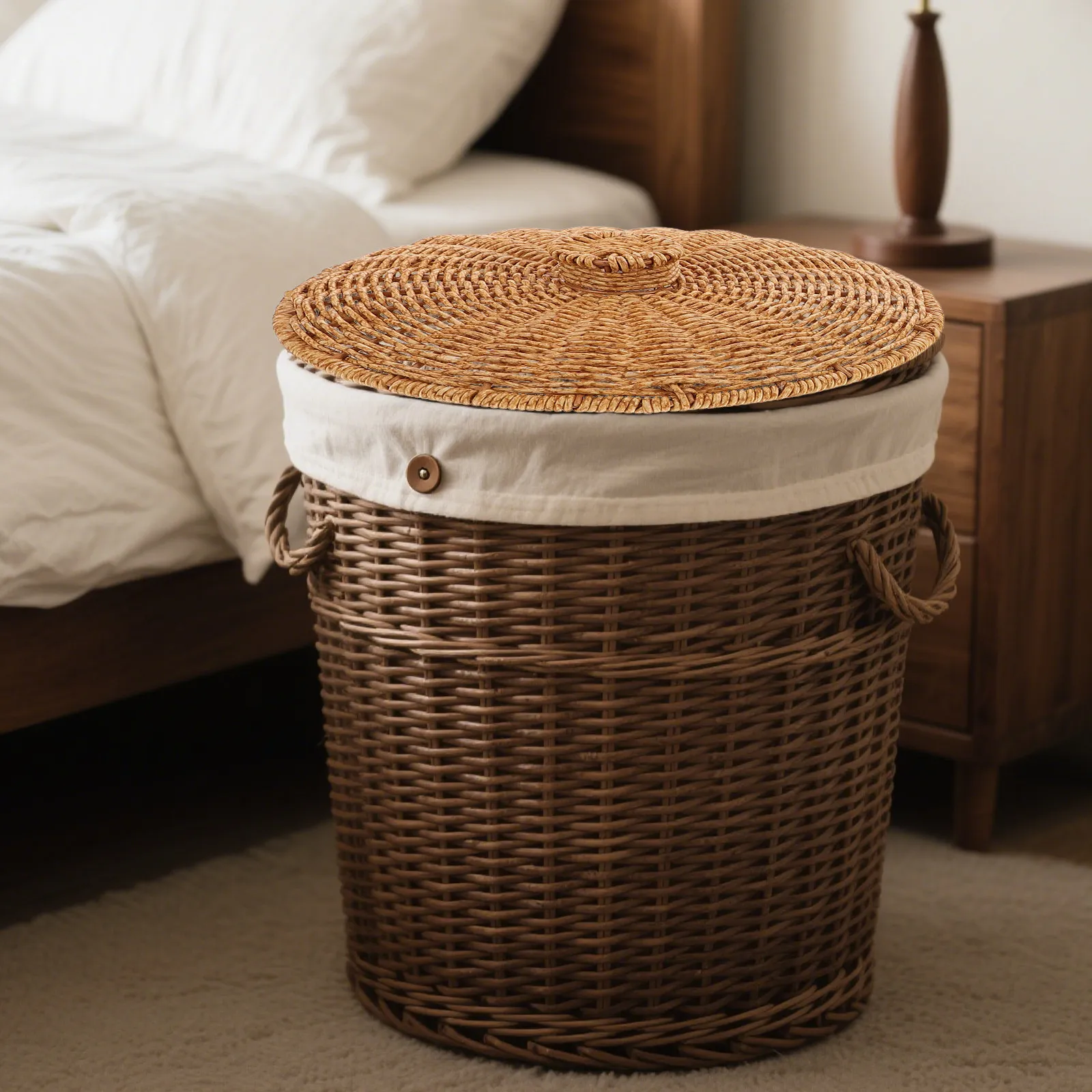 

Handmade Braided Plastic Basket Lid Decorative Storage for Picnic Box Cover Replacement Storage Container Cover