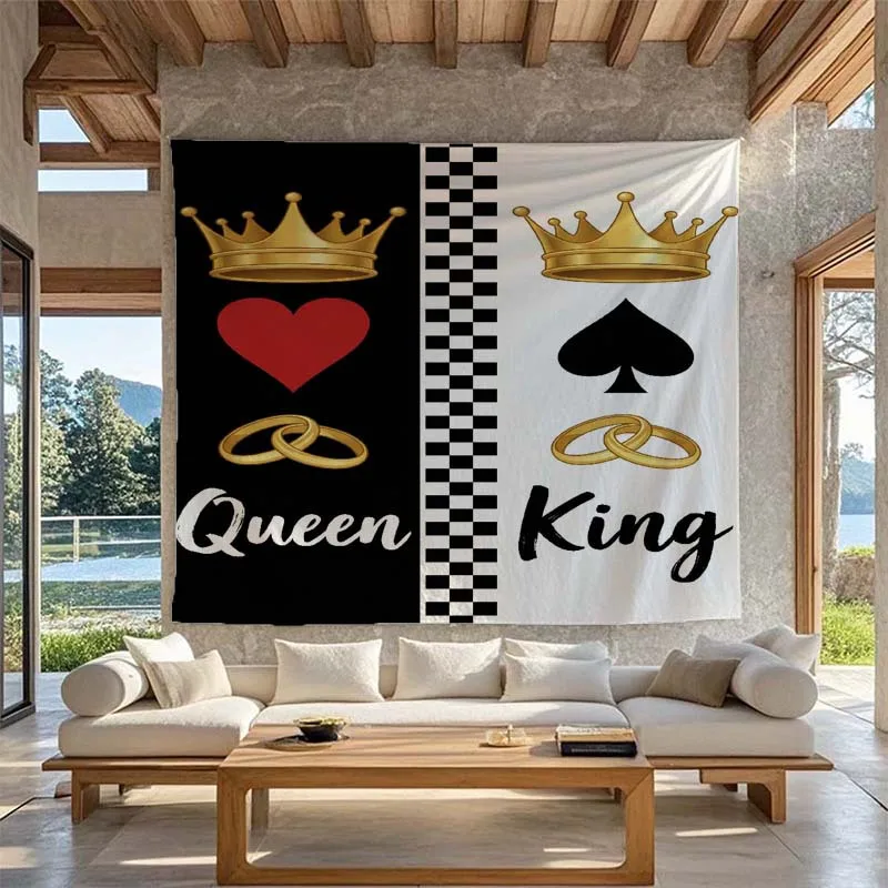 King and Queen Poker Theme digital printing polyester wall tapestry suitable for use in living rooms bedrooms offices bars party