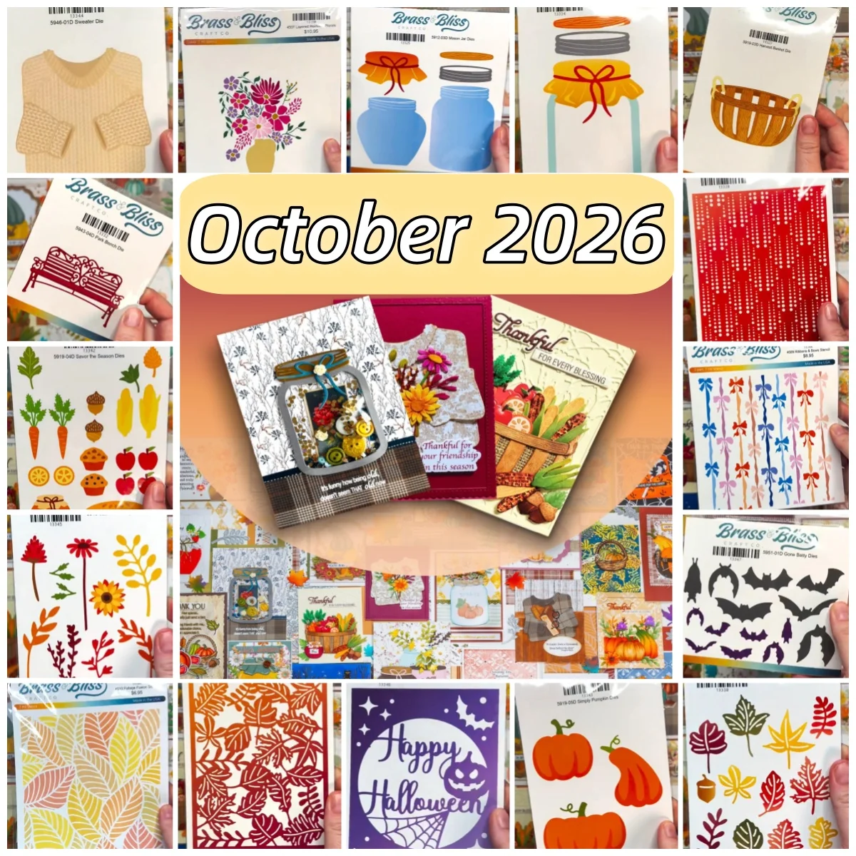 2026 Fall Bouquet Mason Jar Tapestry Basket Sweater Metal Cutting Dies Stencil for Scrapbooking DIY Card Decoration Handcraft
