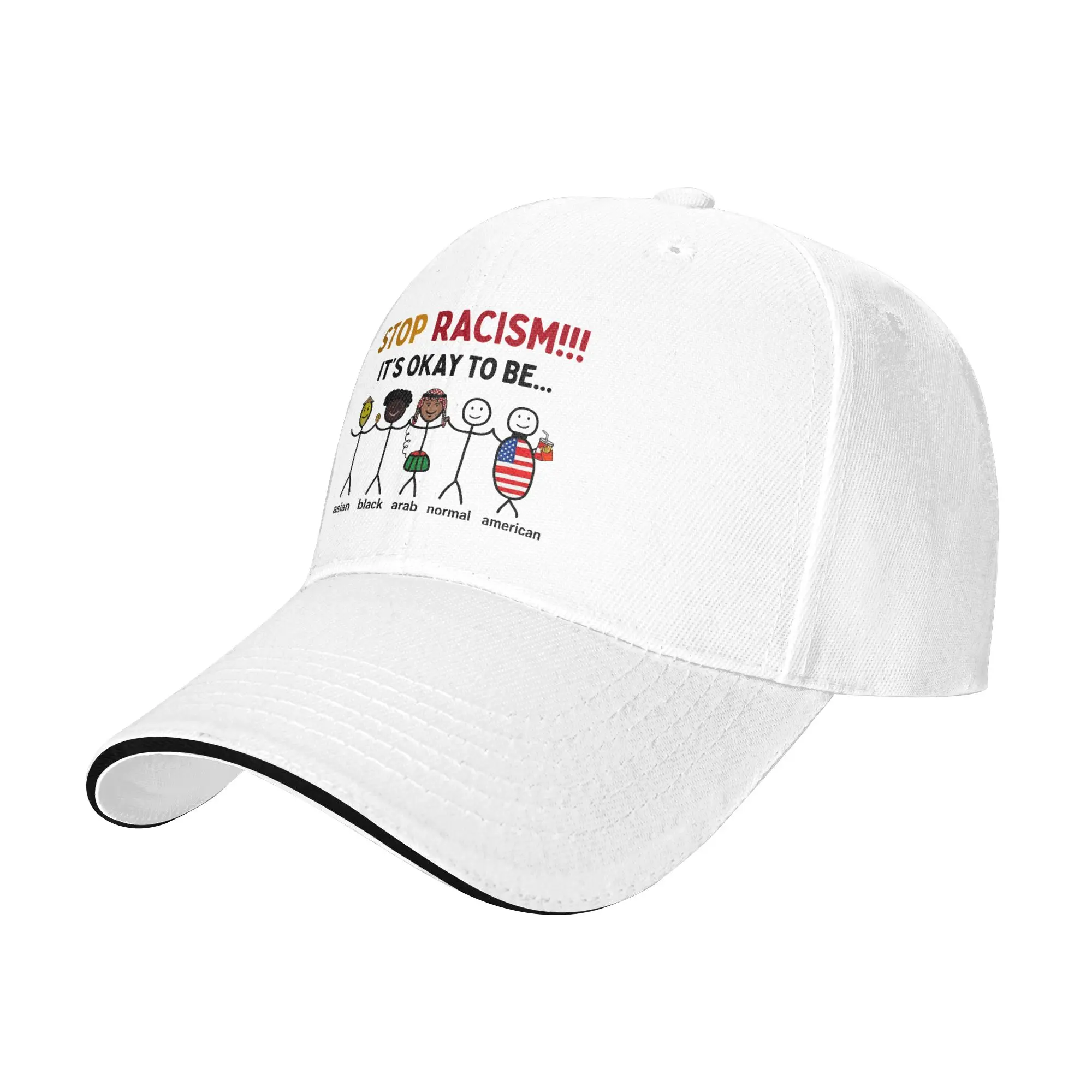 Stop Racism It's Okay to Be Baseball Cap Men Adult Hip Hop Hats Summer Street Style Kpop Rock Sun-Proof Baseball Caps