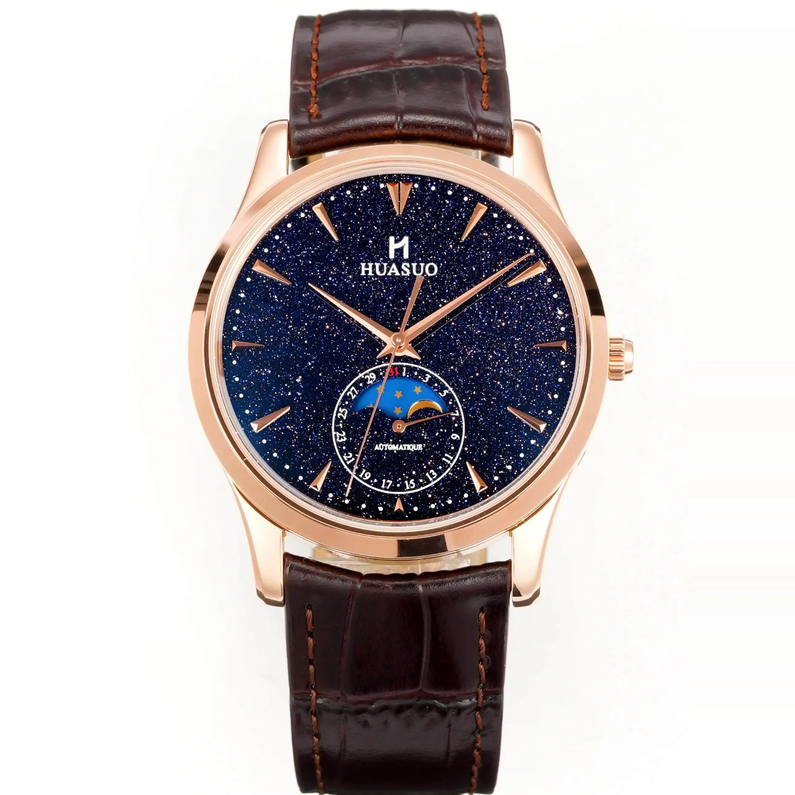 Reloj Perfect Time para Hombre, con Disco de Piedra Arenisca Azul, Movimiento Modificado Japonés 9015, Reloj de Moda Masculino de Alta Gama