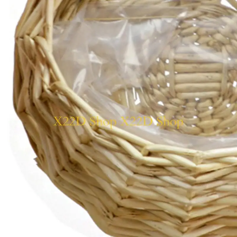 

X22D Wall Mounted Handmade Rattan Flower Basket Woven Rattan Vase for Dried Flower Plant Storage Pot Container Home Garden Decor