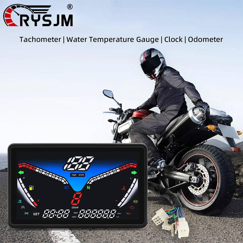 

* 12V LED Digital Motorcycle 5in Instrument Speedometer RPM Dashboard With Fuel Level Gauge Water Temp Meter Tachometer Gauge