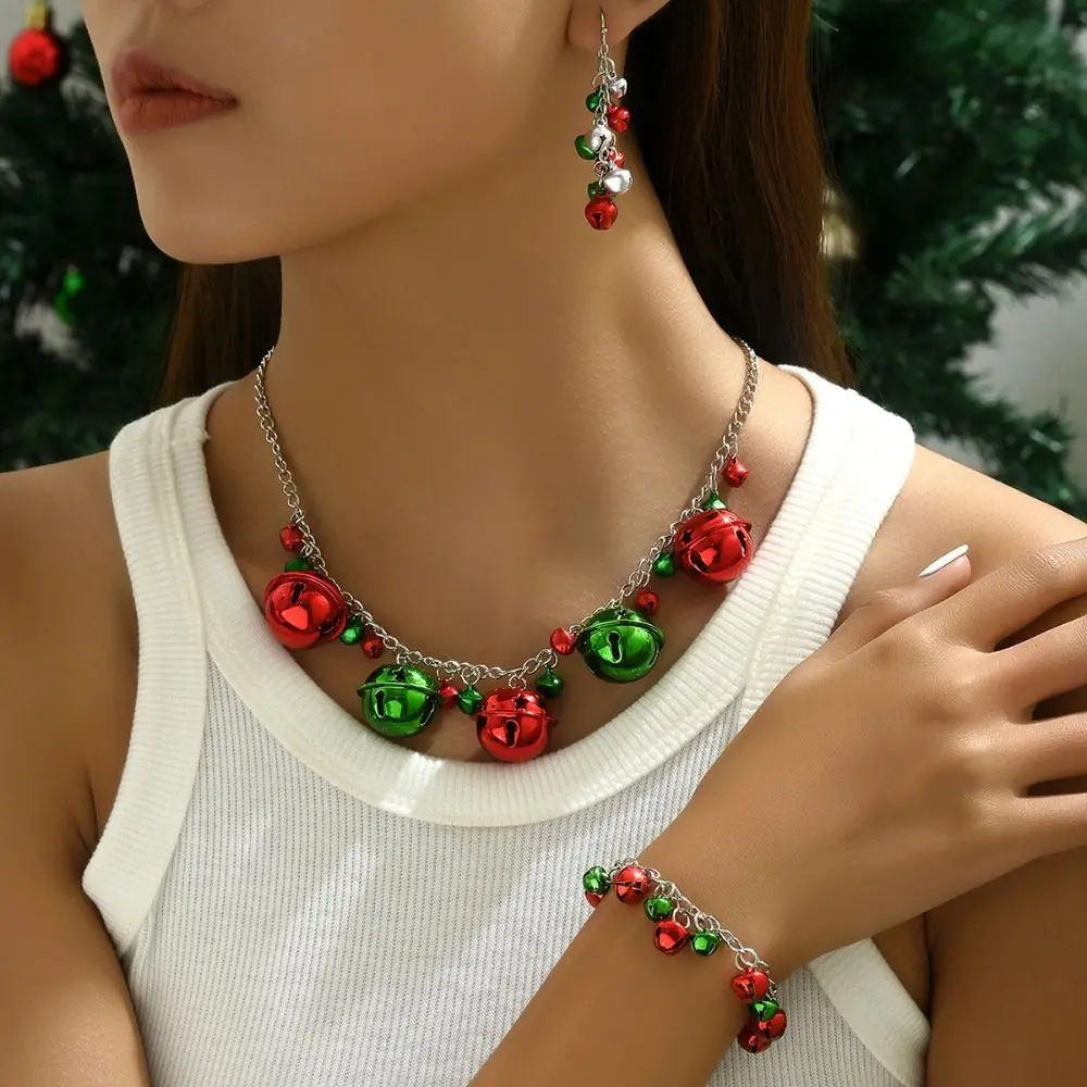 All-match Necklace Christmas Bell Jewelry Set Earrings Jewelry Accessories Xmas Clavicle Chain Bracelet Alloy Gift