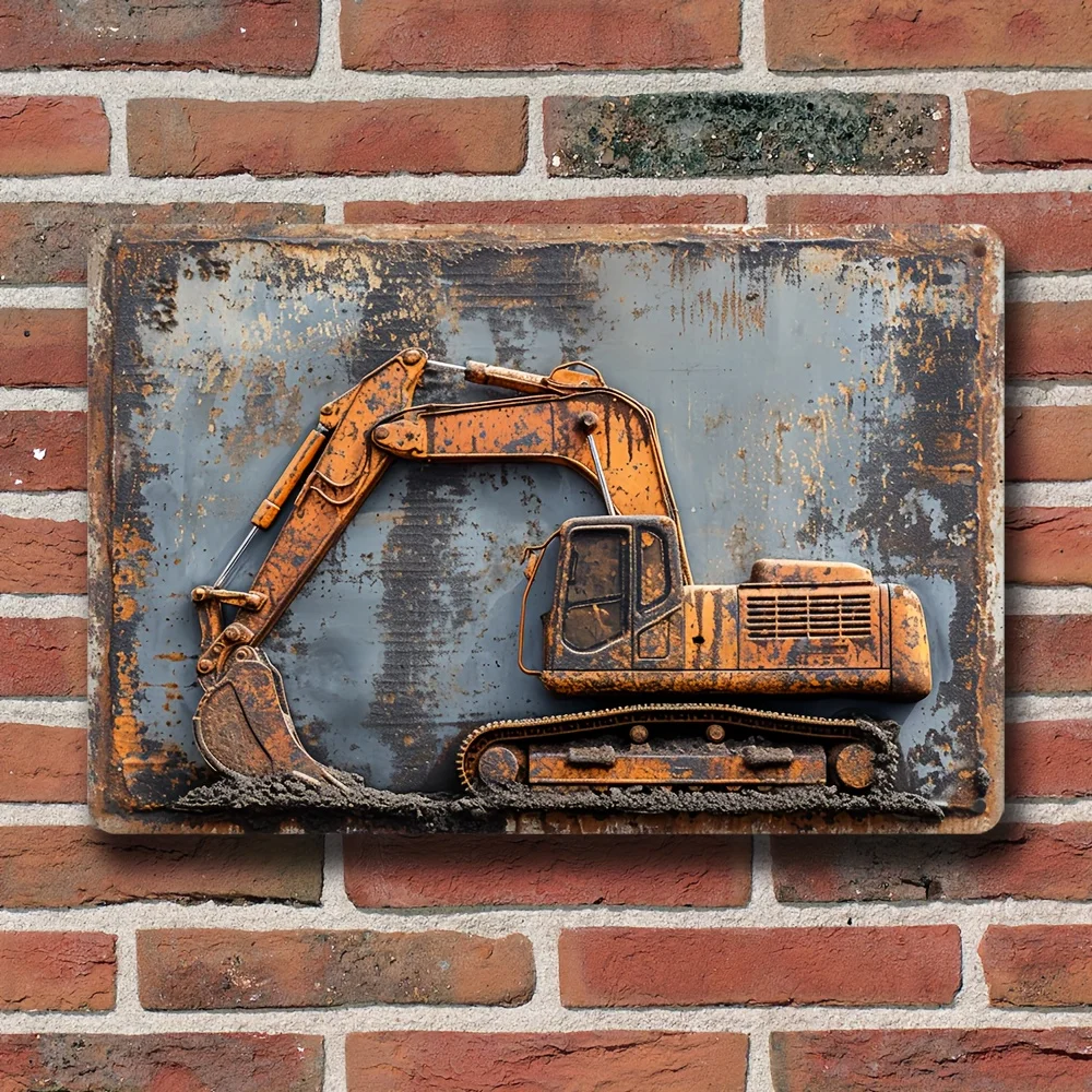 1pc Retro Metal Sign, Excavator Sign, Wall Art Decor, Vintage Garage Wall Decor, Cafe Bar Club Living Room Wall Decor Plaque