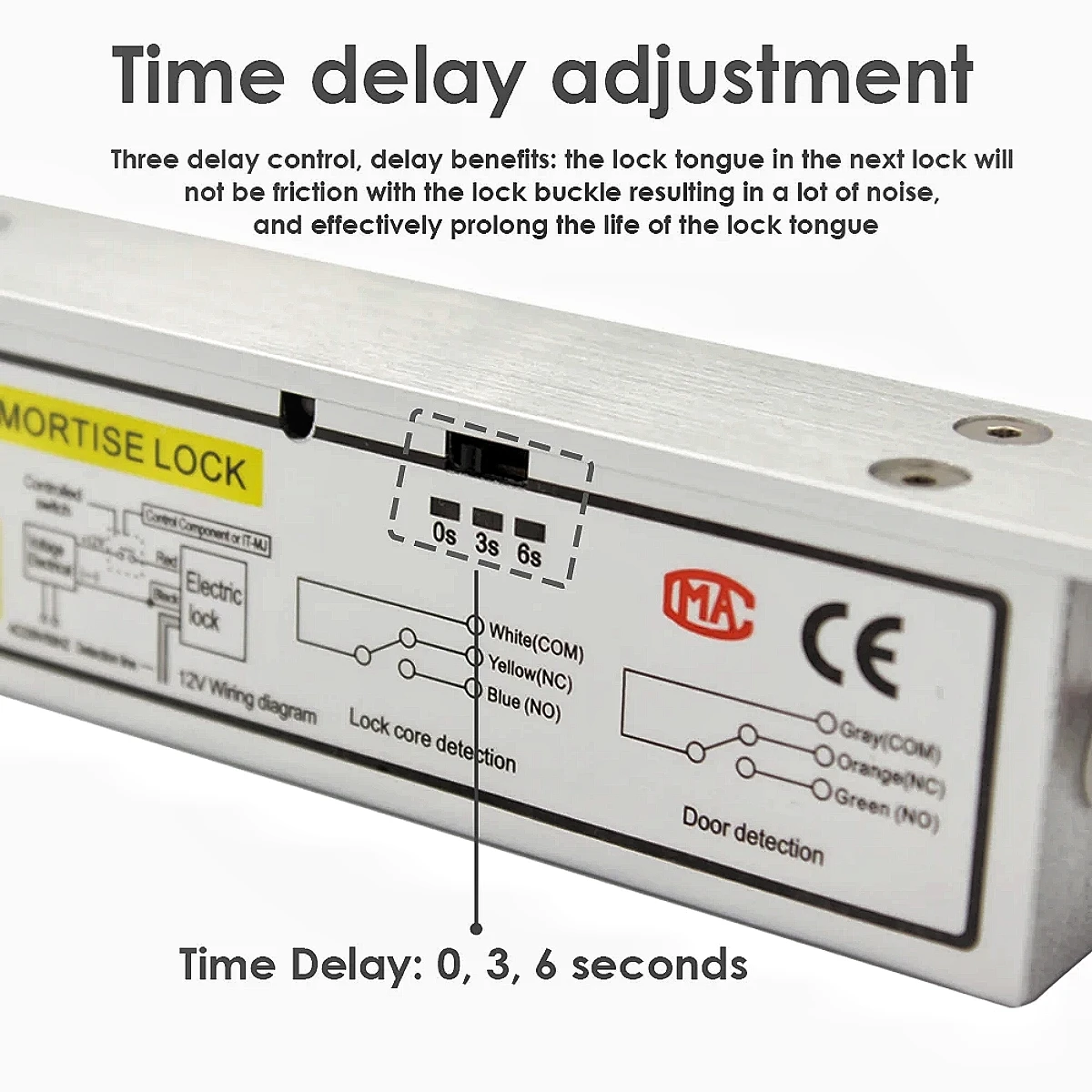 Electric Lock NC/NO Output Optional Time Delay Adjustment Secure Bolt Mortise Door Lock  Access Control Accessory