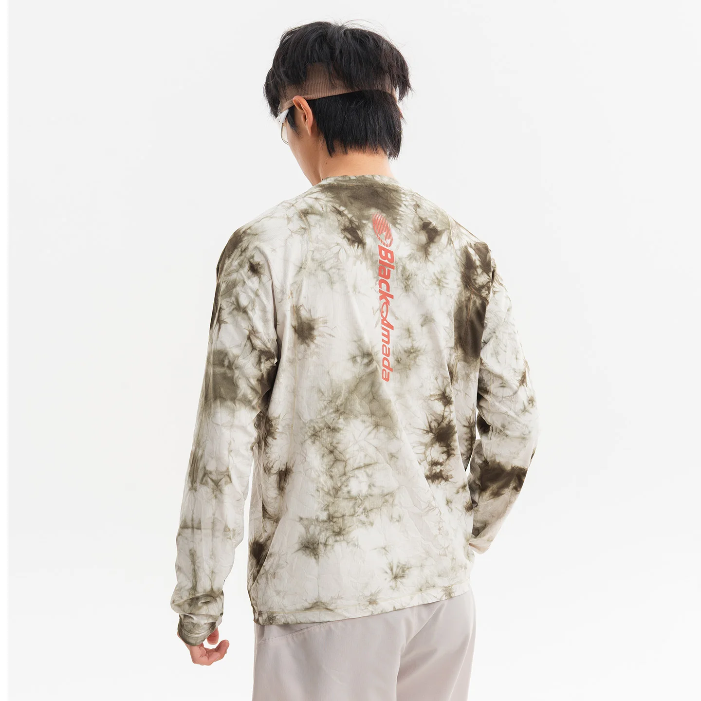 Unisex Tie Dye Quick Dry Long Sleeve T-Shirt Breathable Waffle Knit Anti-Odour Athletic Top for Hiking Running City Walk