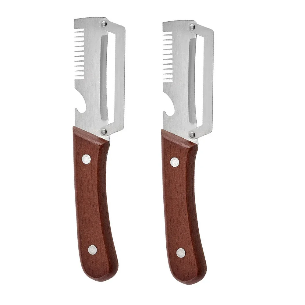 Multi-Functional Vegetable Peeler with Stainless Steel Blade and Solid Wood Handle for Potatoes Carrots Zucchini