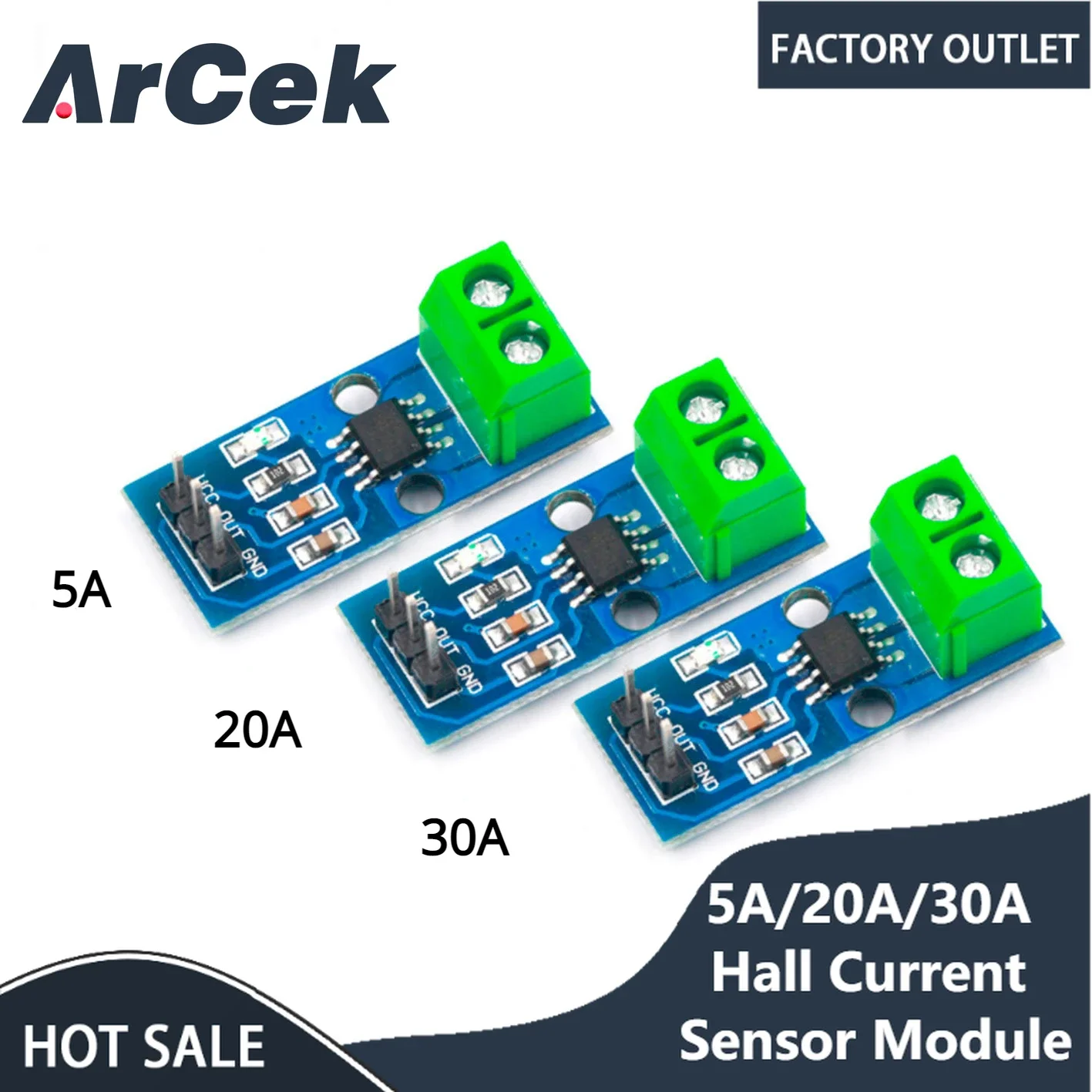 1PCS NEW 5A 20A 30A Hall Current Sensor Module ACS712 Model For Arduino AC DC Current Detection Board