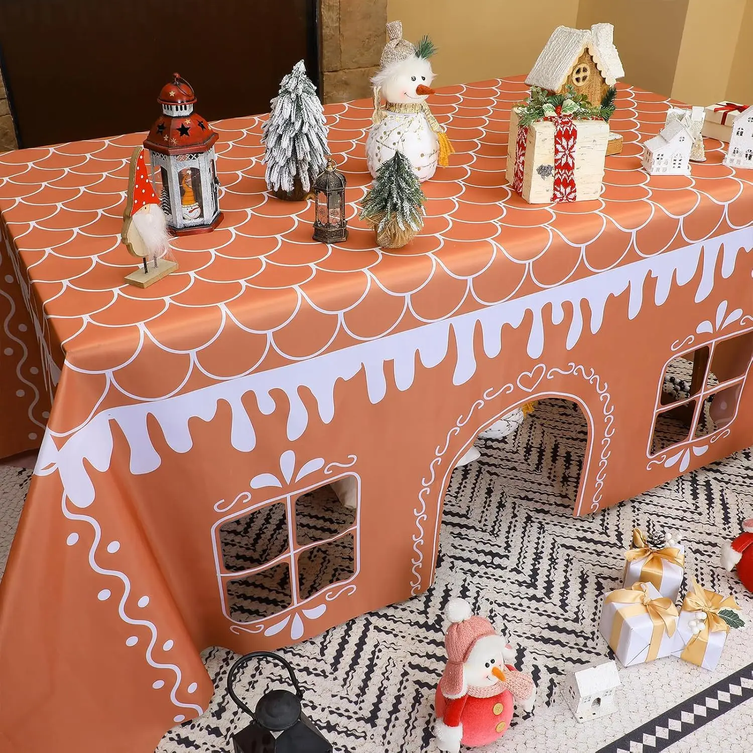 Tablecloth Game Room Children's Desk Castle Cover Tent Suitable For Birthdays Gingerbread House Christmas Tablecloth